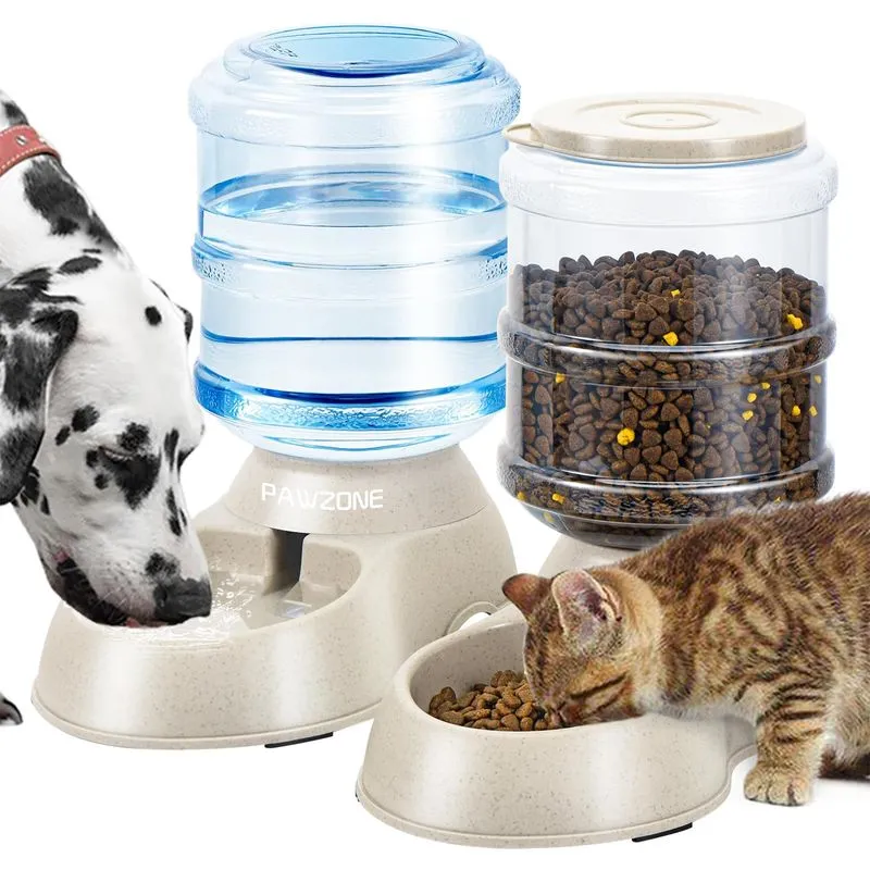 Pawzone 2 Pack Automatic Pet Feeder and Water Dispenser