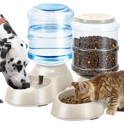 Pawzone 2 Pack Automatic Pet Feeder and Water Dispenser