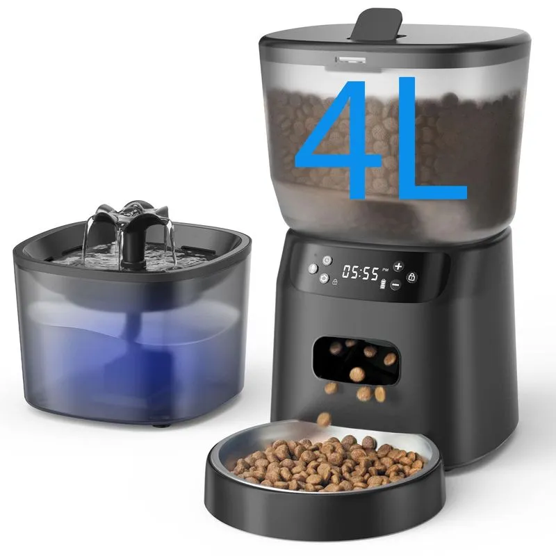 CORGOTE Automatic Cat Feeder and Water Fountain 4L/16 Cups