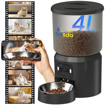 PETSDA Automatic Cat Feeder 4L with 2K Camera