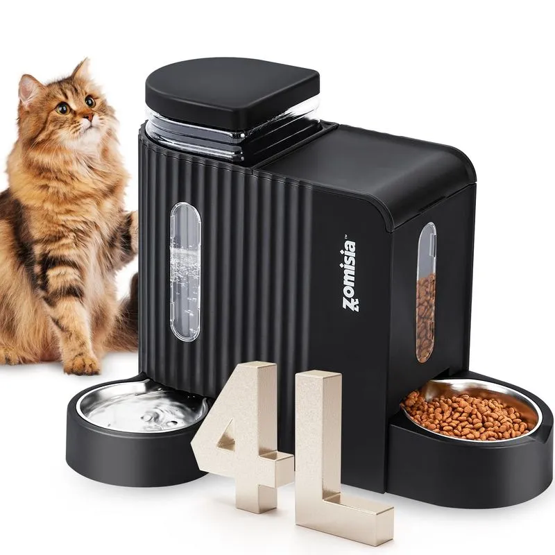 ZOMISIA Gravity Cat Feeder 4L Black
