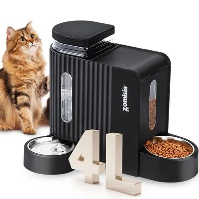 ZOMISIA Gravity Cat Feeder 4L Black