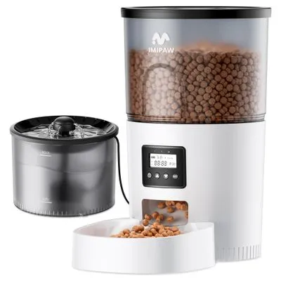 IMIPAW Automatic Cat Feeder and Water Fountain 3L Combo