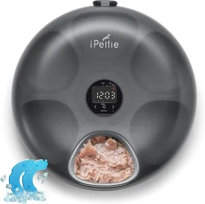 iPettie Donut Frost 6 Meal Automatic Pet Feeder, Black