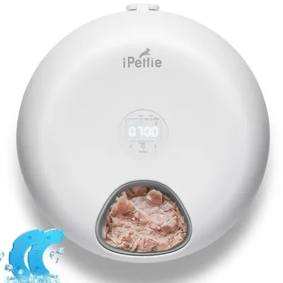 iPettie Donut Frost 6 Meal Automatic Pet Feeder, White