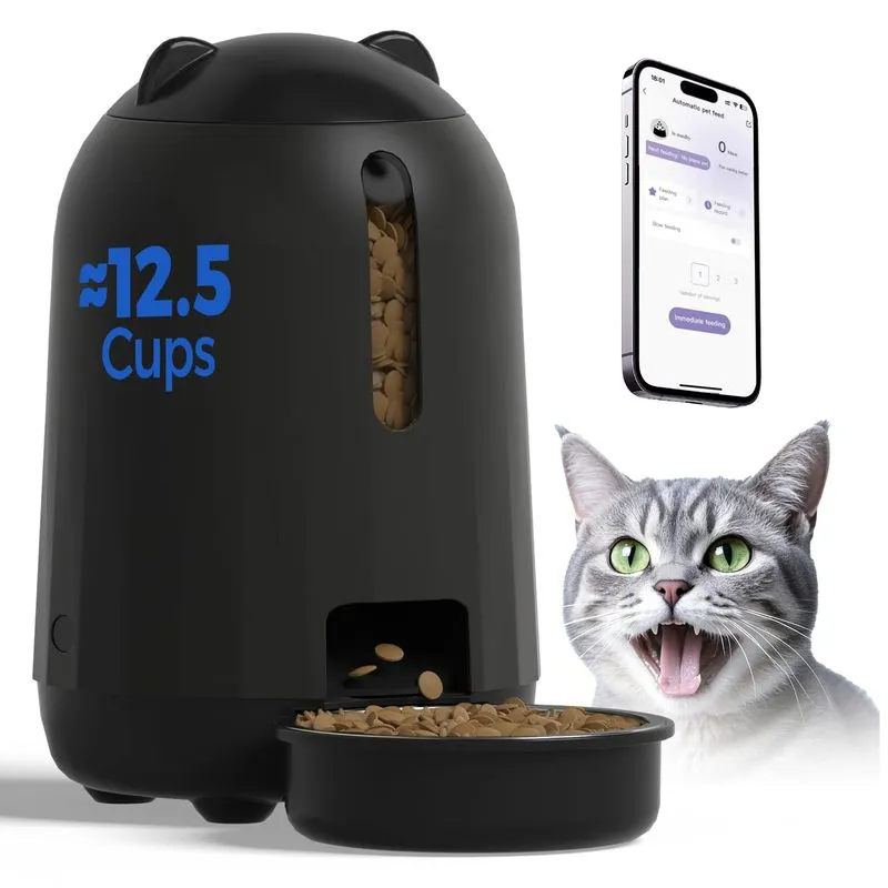 PAPIFEED Automatic Cat Feeder 3L (Black)