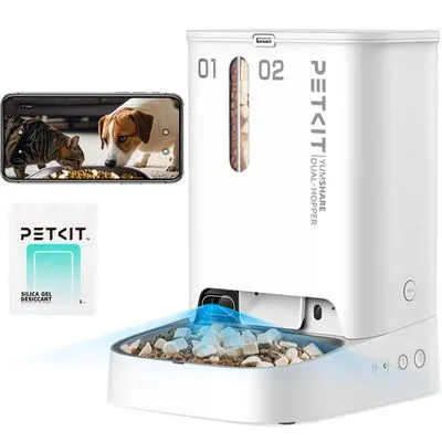 PETKIT Automatic Pet Feeder with Camera, Double Food Hopper